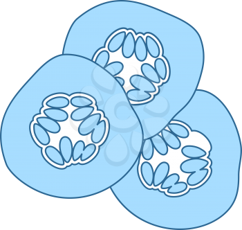 Cucumber Slices For SPA Icon. Thin Line With Blue Fill Design. Vector Illustration.