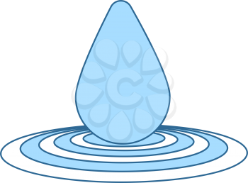 Water Drop Icon. Thin Line With Blue Fill Design. Vector Illustration.