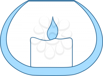 Candle In Glass Icon. Thin Line With Blue Fill Design. Vector Illustration.