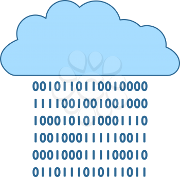 Cloud Data Stream Icon. Thin Line With Blue Fill Design. Vector Illustration.