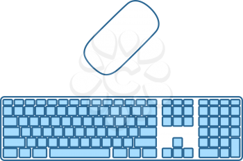 Keyboard Icon. Thin Line With Blue Fill Design. Vector Illustration.