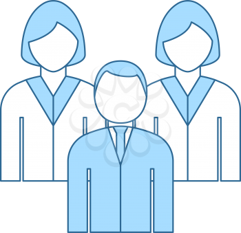 Corporate Team Icon. Thin Line With Blue Fill Design. Vector Illustration.