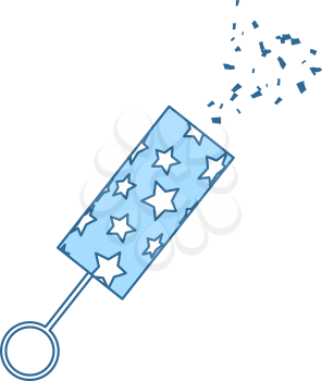 Party Petard Icon. Thin Line With Blue Fill Design. Vector Illustration.