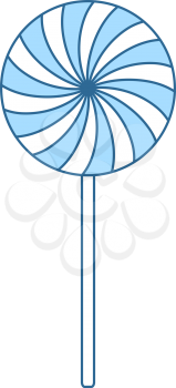 Stick Candy Icon. Thin Line With Blue Fill Design. Vector Illustration.