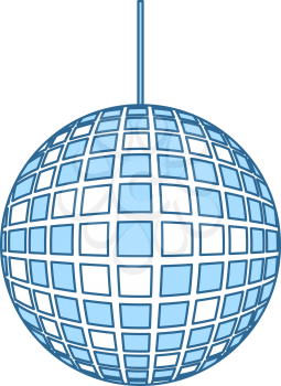 Party Disco Sphere Icon. Thin Line With Blue Fill Design. Vector Illustration.