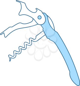 Waiter Corkscrew Icon. Thin Line With Blue Fill Design. Vector Illustration.