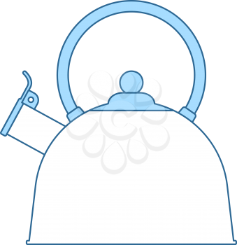 Kitchen Kettle Icon. Thin Line With Blue Fill Design. Vector Illustration.