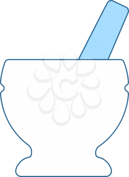 Mortar And Pestle Icon. Thin Line With Blue Fill Design. Vector Illustration.