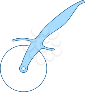 Pizza Roll Knife Icon. Thin Line With Blue Fill Design. Vector Illustration.