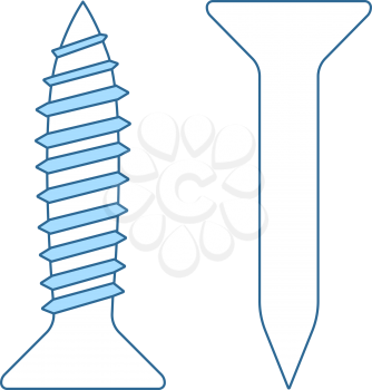 Icon Of Screw And Nail. Thin Line With Blue Fill Design. Vector Illustration.