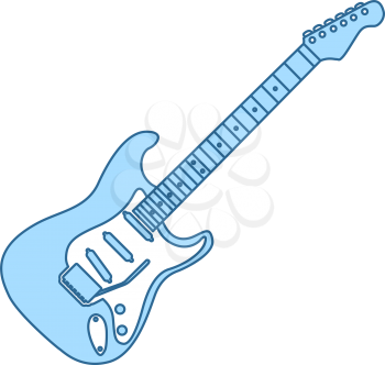 Electric Guitar Icon. Thin Line With Blue Fill Design. Vector Illustration.