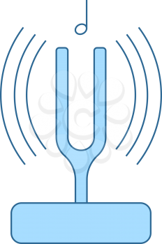 Tuning Fork Icon. Thin Line With Blue Fill Design. Vector Illustration.