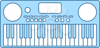 Music Synthesizer Icon. Thin Line With Blue Fill Design. Vector Illustration.