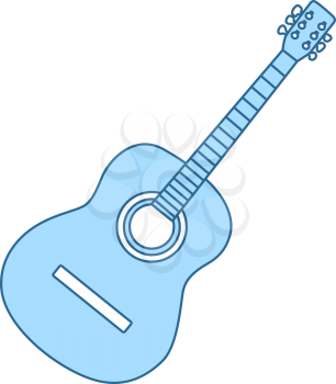 Acoustic Guitar Icon. Thin Line With Blue Fill Design. Vector Illustration.