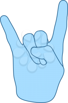 Rock Hand Icon. Thin Line With Blue Fill Design. Vector Illustration.