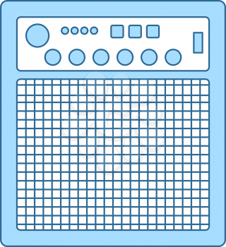 Audio Monitor Icon. Thin Line With Blue Fill Design. Vector Illustration.