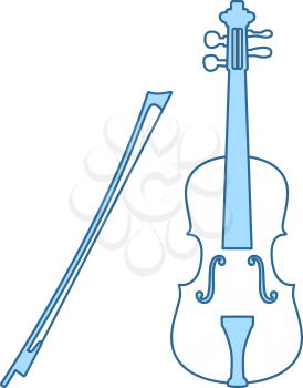 Violin Icon. Thin Line With Blue Fill Design. Vector Illustration.