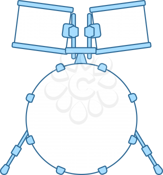 Drum Set Icon. Thin Line With Blue Fill Design. Vector Illustration.