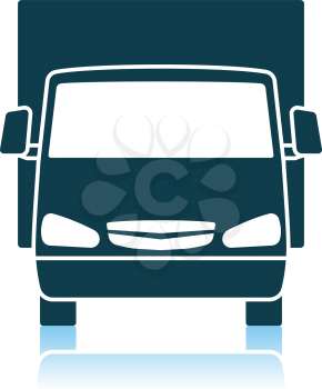 Van Truck Icon Front View. Shadow Reflection Design. Vector Illustration.