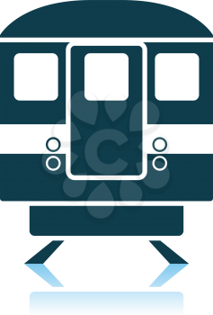 Subway Train Icon Front View. Shadow Reflection Design. Vector Illustration.