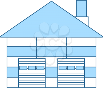 Warehouse Logistic Concept Icon. Thin Line With Blue Fill Design. Vector Illustration.