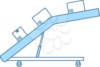 Warehouse Transportation System Icon. Thin Line With Blue Fill Design. Vector Illustration.