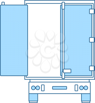 Truck Trailer Rear View Icon. Thin Line With Blue Fill Design. Vector Illustration.