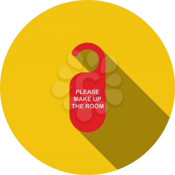 Mke Up Room Tag Icon. Flat Circle Stencil Design With Long Shadow. Vector Illustration.