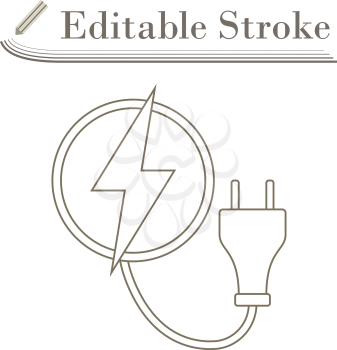 Electric Plug Icon. Editable Stroke Simple Design. Vector Illustration.
