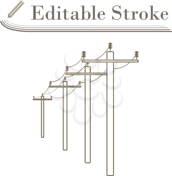 High Voltage Line Icon. Editable Stroke Simple Design. Vector Illustration.