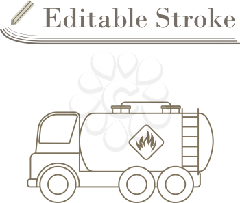 Fuel Tank Truck Icon. Editable Stroke Simple Design. Vector Illustration.