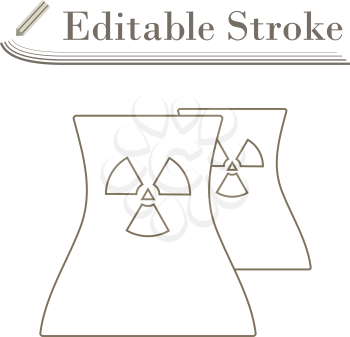 Nuclear Station Icon. Editable Stroke Simple Design. Vector Illustration.