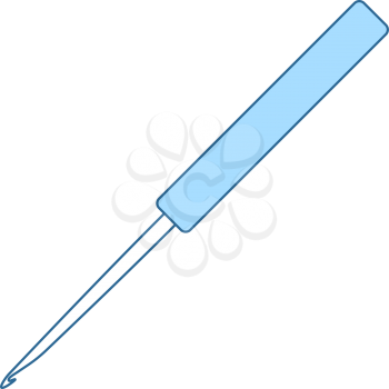 Crochet Hook Icon. Thin Line With Blue Fill Design. Vector Illustration.