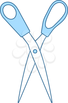 Tailor Scissor Icon. Thin Line With Blue Fill Design. Vector Illustration.