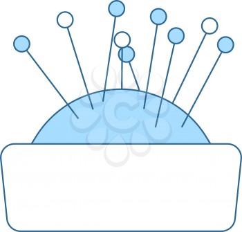 Pin Cushion Icon. Thin Line With Blue Fill Design. Vector Illustration.