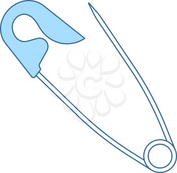 Tailor Safety Pin Icon. Thin Line With Blue Fill Design. Vector Illustration.