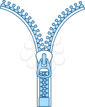 Sewing Zip Line Icon. Thin Line With Blue Fill Design. Vector Illustration.