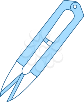 Seam Ripper Icon. Thin Line With Blue Fill Design. Vector Illustration.