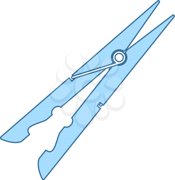 Cloth Peg Icon. Thin Line With Blue Fill Design. Vector Illustration.