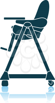 Baby High Chair Icon. Shadow Reflection Design. Vector Illustration.