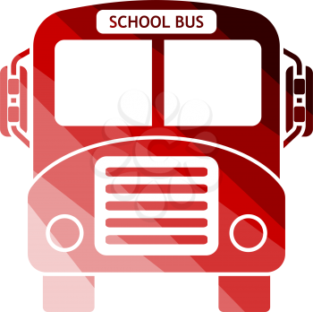 School Bus Icon. Flat Color Ladder Design. Vector Illustration.