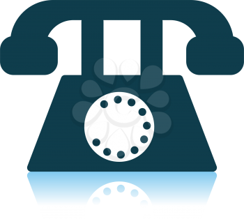 Old Phone Icon. Shadow Reflection Design. Vector Illustration.