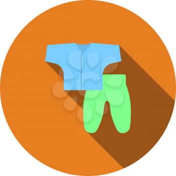 Baby Wear Icon. Flat Circle Stencil Design With Long Shadow. Vector Illustration.