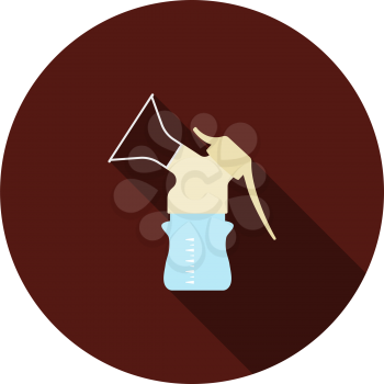 Breast Pump Icon. Flat Circle Stencil Design With Long Shadow. Vector Illustration.