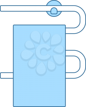 Heated Towel Rail Icon. Thin Line With Blue Fill Design. Vector Illustration.