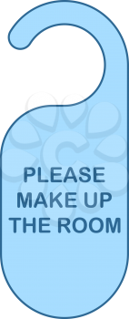 Mke Up Room Tag Icon. Thin Line With Blue Fill Design. Vector Illustration.