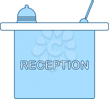 Hotel Reception Desk Icon. Thin Line With Blue Fill Design. Vector Illustration.