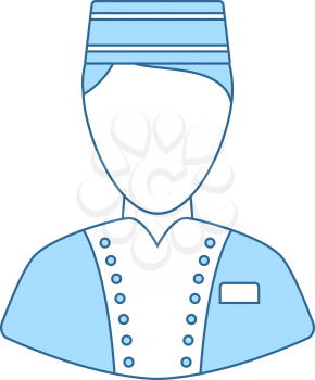Hotel Boy Icon. Thin Line With Blue Fill Design. Vector Illustration.
