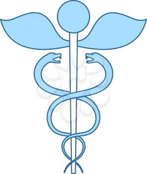 Medicine Sign Icon. Thin Line With Blue Fill Design. Vector Illustration.
