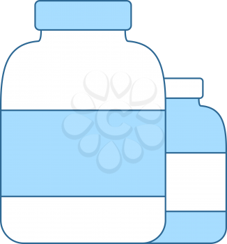 Pills Container Icon. Thin Line With Blue Fill Design. Vector Illustration.